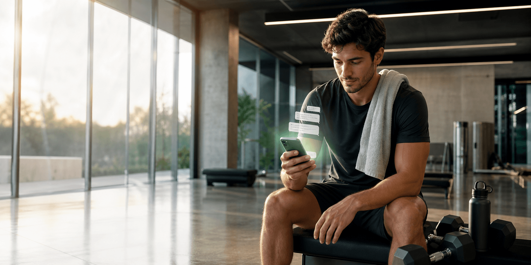 Persona entrenando con coaching de IA en su telefono
